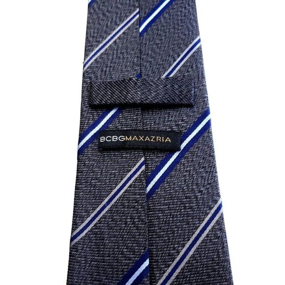 BCBG Maxazria Gray Silk Tie Woven Striped - Picture 4 of 6